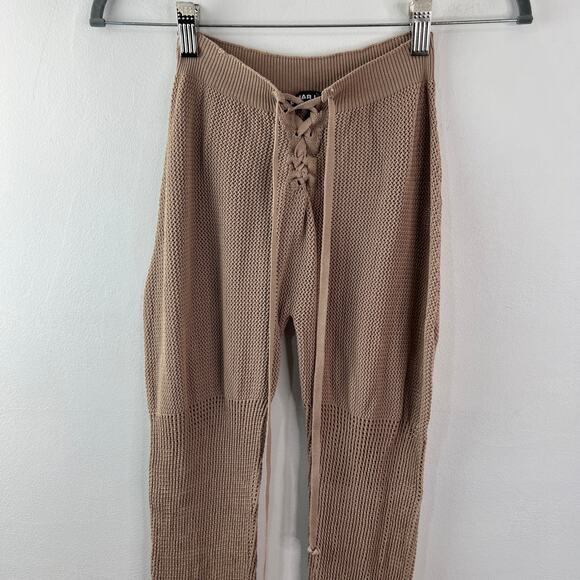 Rehab Lab Beige Sweatsuit Perforated Hooded Lace Up Poplin Pants Set L Large - Picture 7 of 16